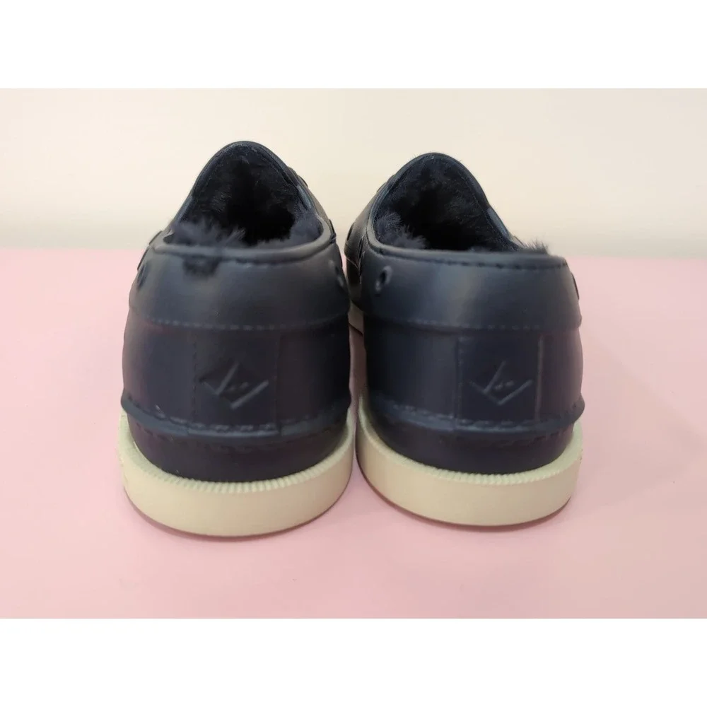Sperry Women's Navy Float Boat Shoes with Faux Fur Lining Size‎ 9 NWOT